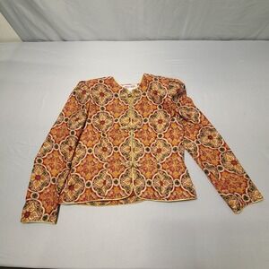 Vtg Maggy London Blazer Womens Size 10 Jacket 90's 100% Silk Paisley Snap Button